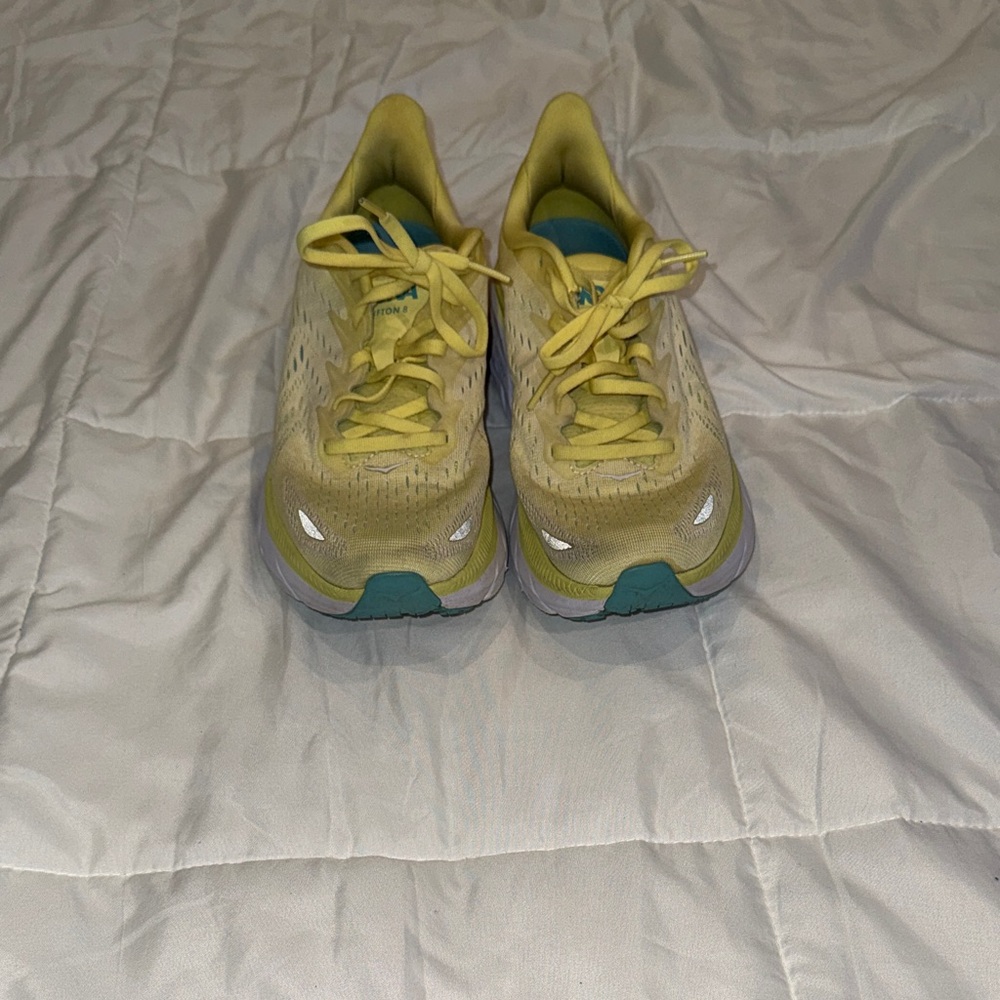 Hoka One One Yellow Sneakers with Teal Accents